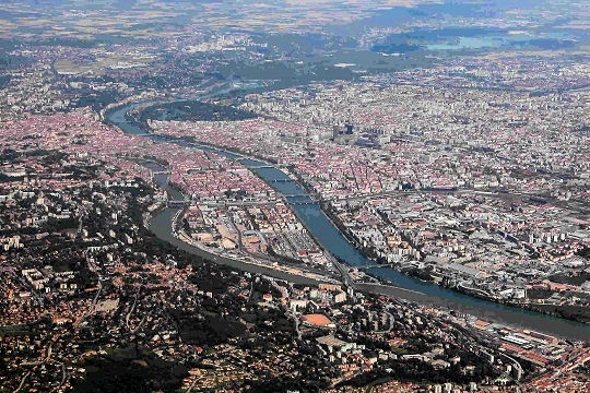 Lyon, jonction du Rhône et de la Saône